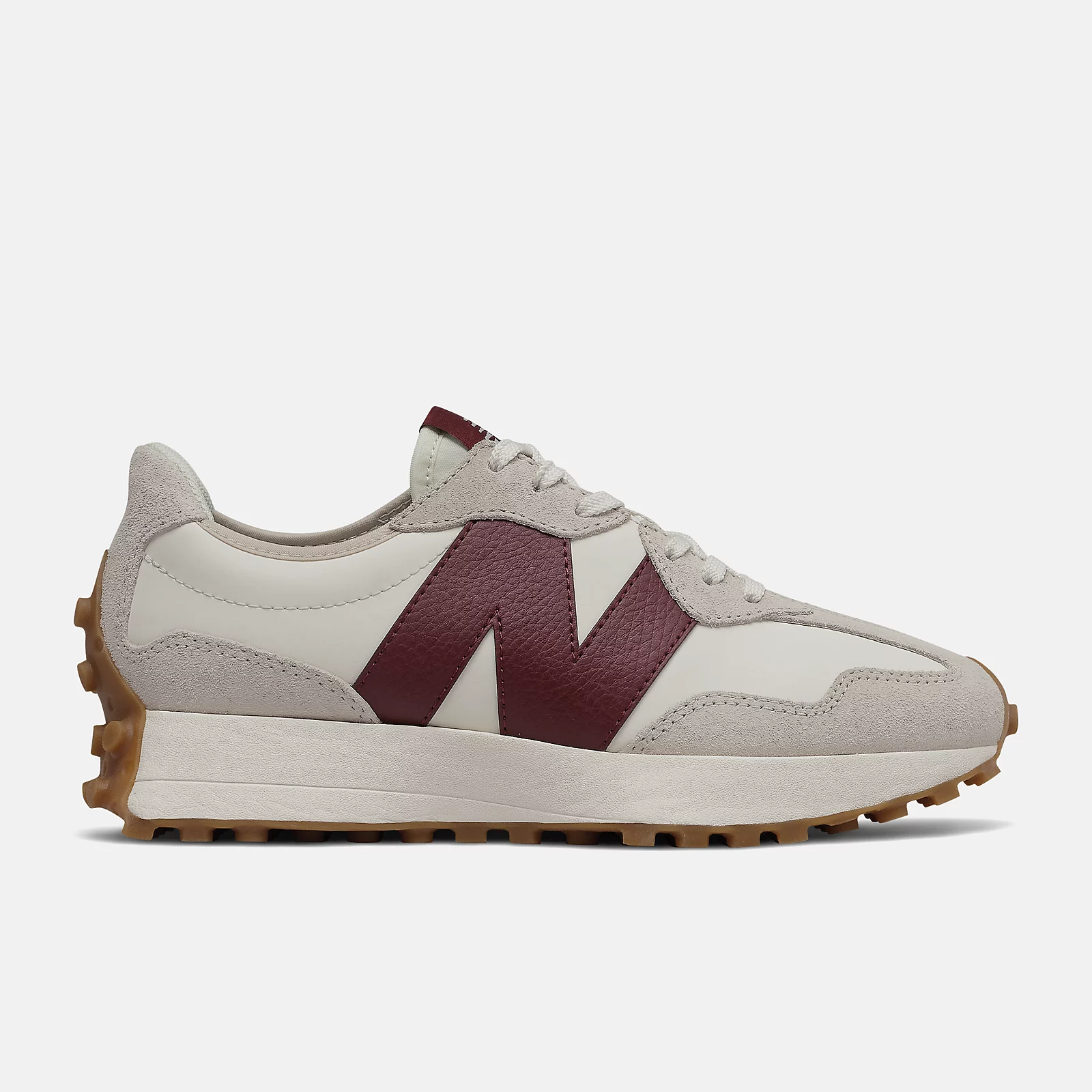 New Balance 327 Moonbeam In White And Maroon