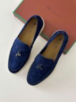 Loro Piana Summer Charms Walk Loafer – True Dark Blue Suede - Image 5