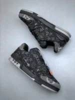 Louis Vuitton Black Grey Denim Monogram Trainer - Image 4