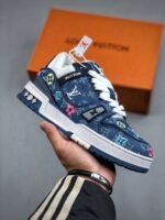 Louis Vuitton Blue Denim Embroidered Trainer