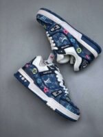 Louis Vuitton Blue Denim Embroidered Trainer - Image 5