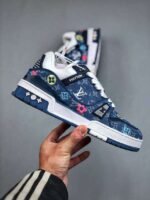Louis Vuitton Blue Denim Embroidered Trainer - Image 3